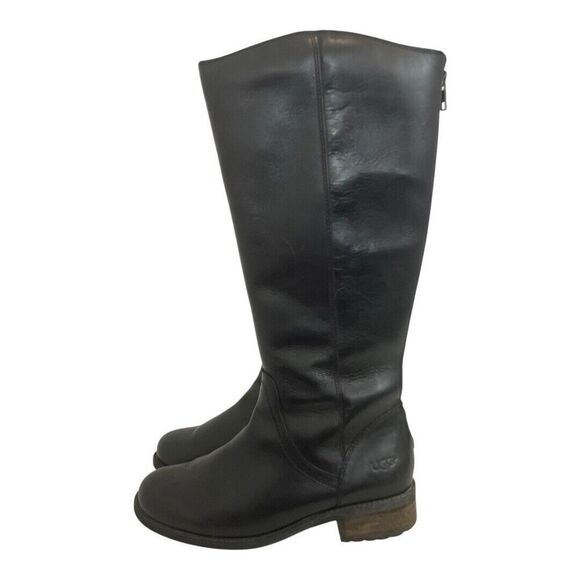Ugg Women’s Size 7 Black Seldon Leather Zip Back Riding Boots 1006038 - Picture 3 of 8